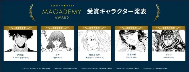 「マガデミー賞 2021」、各部門賞の受賞キャラクター決定！主演男優賞に『ミステリと言う勿れ』より久能整さん、主演女優賞に『暁のヨナ』よりヨナさんなど各部門の受賞キャラクターを発表